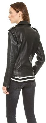 Balmain Pierre Belted Leather Moto Jacket