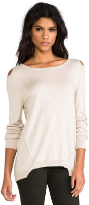 Central Park West Rhinelander Cutout Sweater With Cutout Shoulders