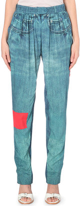 Preen Line Lexington Denim-Print Jersey Trousers - for Women
