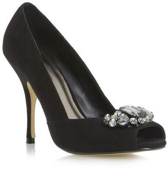R cartier ladies DEANA - BLACK Embellished Peep Toe Court Shoe