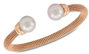 Majorica Bracelet, Organic Man Made Pearl and Rose Gold-Tone Stainless Steel Bangle Bracelet