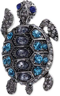 Jones New York Silver-Tone Blue Crystal Turtle Pin