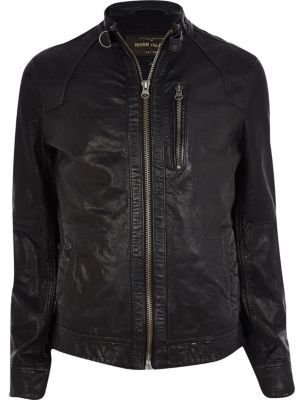 River Island Black leather biker jacket