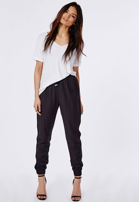 Missguided Pinstripe Joggers Black