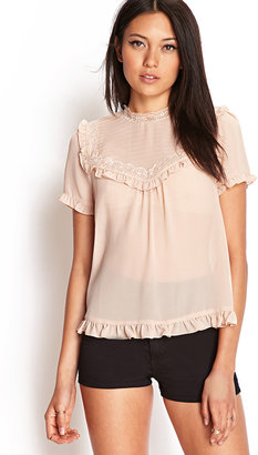 Forever 21 Ruffles & Lace Woven Top