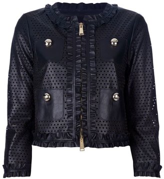 DSquared 1090 DSQUARED2 cropped perforated leather jacket