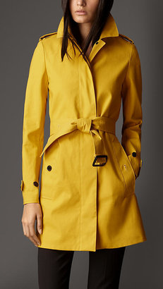 Burberry Mid-Length Coated Cotton Trench Coat