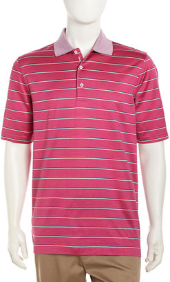 Bobby Jones Short-Sleeve Striped Poplin Golf Polo, Fuchsia