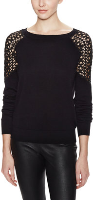 Shae Cotton Cashmere Lace Sleeve Sweater