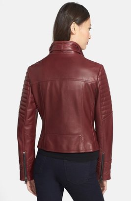 Nicole Miller Asymmetrical Lambskin Leather Moto Jacket