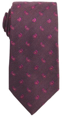 Etro burgundy and fuschia printed wool blend tie