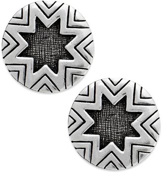 House Of Harlow Earrings, Silver-Tone Sunburst Button Post Earrings