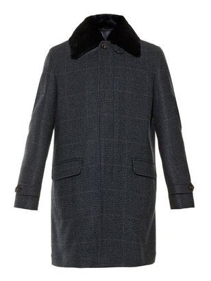 Brioni Prince of Wales cashmere and mink-fur coat