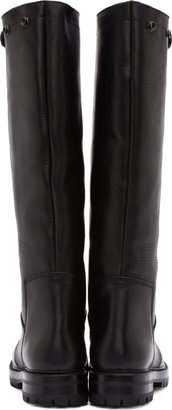 Rick Owens Black Leather Knee-High Derby Boots