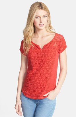 Lucky Brand Patchwork Lace Front Top