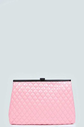 boohoo Lana Quilted Snap Top Clutch Bag