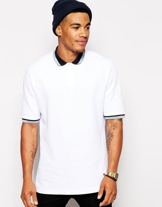ASOS Oversized Polo Shirt With Tipped Collar - White