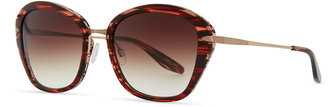 Barton Perreira Farr Marbled Acetate & Metal Butterfly Sunglasses, Red