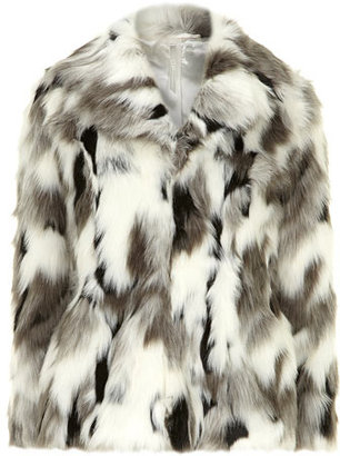 Dorothy Perkins DP Collection white and grey faux fur coat