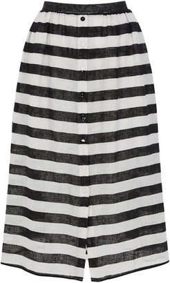 Warehouse Stripe textured midi skirt