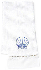 Scallop Waffle Weave Guest Towel, Blue