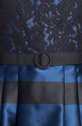 Eliza J Lace Bodice Stripe Fit & Flare Dress