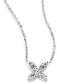 Kwiat Sunburst Diamond & 18K White Gold Small Flower Pendant Necklace
