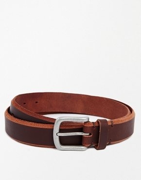 ASOS Leather Belt with Distressed Edges - brown