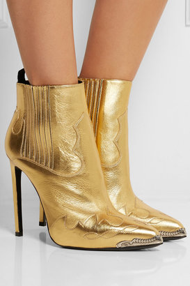 Saint Laurent metallic leather ankle boots