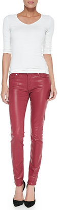 7 For All Mankind Gummy Skinny Jeans, Coated Cranberry