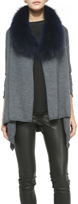 Alice + Olivia Cashmere-Blend Izzy Open-Front Cardigan, Gray