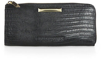 Elizabeth and James Lizard-Embossed Leather Zip-Around Wallet