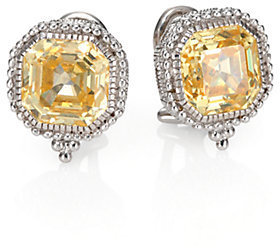 Judith Ripka Estate Canary Crystal & Sterling Silver Square Earrings
