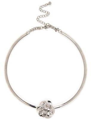 River Island Silver tone knot torque necklace