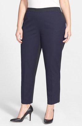 Eileen Fisher Colorblock Slim Stretch Twill Ankle Pants (Plus Size)