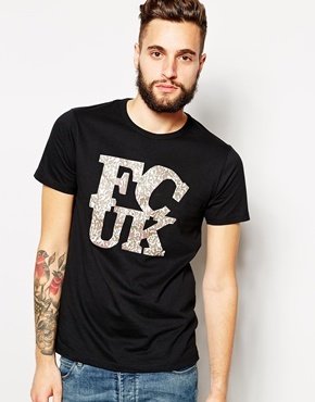 French Connection T-Shirt Camo Logo - Black