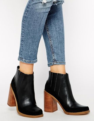 ASOS EVIL EYE Leather Mix Chelsea Ankle Boots - Black