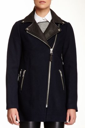 Mackage Phylis Wool Blend Coat with Leather Collar