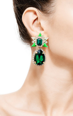 Shourouk Galaxy Gold-Plated Swarovski Crystal Earrings in Green