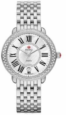 Michele Serein 16 Diamond, Mother-Of-Pearl & Stainless Steel Bracelet Watch