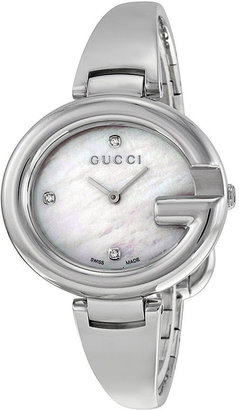 Gucci Guccissima Mother of Pearl Diamond Dial Steel Large Ladies Watch YA134303