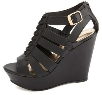 Charlotte Russe Strappy Cut-Out Lace-Up Platform Wedges