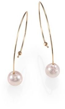 Mizuki 7MM White Akoya Pearl & 14K Gold Small Marquis Earrings