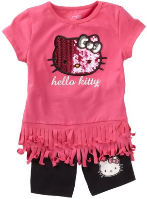 Hello Kitty Sequin Applique Fringe Tee & Short Set (Little Girls)