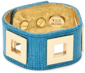 Ted Rossi Palm Beach Chic" Embossed Leather Metal Square Soft Cuff Bracelet