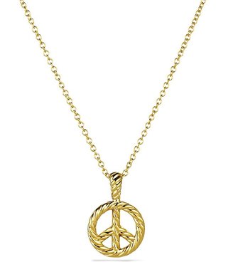 David Yurman Cable Collectibles Peace Sign Pendant with Diamonds on Chain