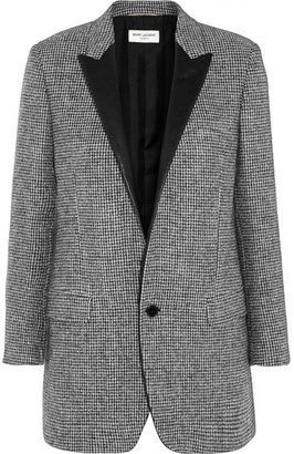 Saint Laurent Leather-trimmed wool-tweed blazer