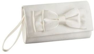 Debut Ivory satin bow applique clutch bag