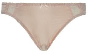 New Look Kelly Brook Nude Pink Satin Lace Edge Thong