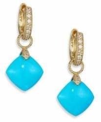 Jude Frances Classic Turquoise, Diamond & 18K Yellow Gold Cushion Earring Charms
